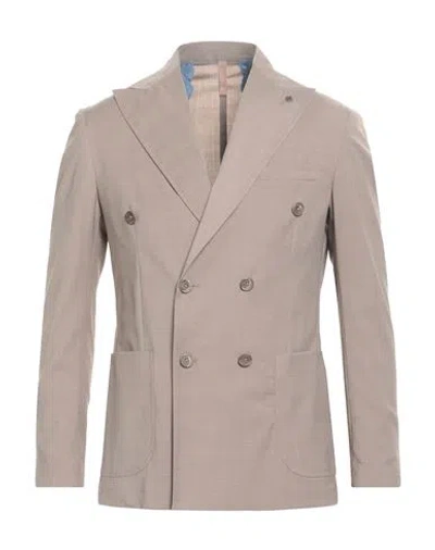 Paul Miranda Man Blazer Taupe Size 42 Polyester, Wool, Elastane In Gray