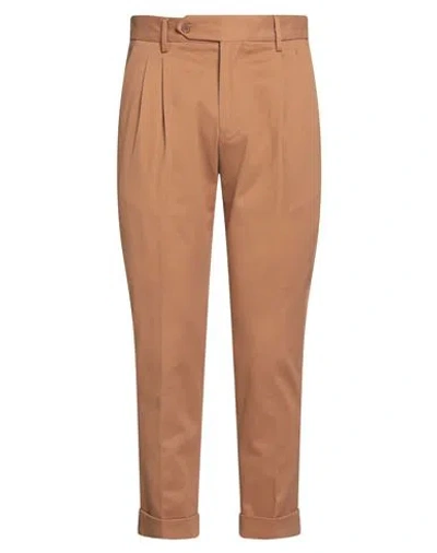 Paul Miranda Man Pants Camel Size 34 Cotton, Elastane In Brown