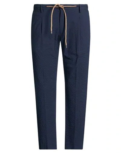 Paul Miranda Man Pants Navy Size 40 Cotton, Elastane In Blue