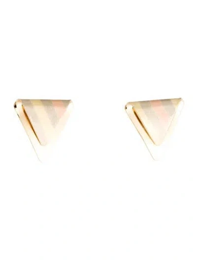 Pre-owned Paul Morelli 14k Tri-color Geometric Stud Earrings In Multi
