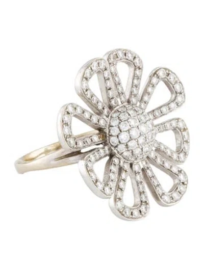Pre-owned Paul Morelli 18k 1.15ctw Diamond Pave Flower Power Cocktail Ring In Multi