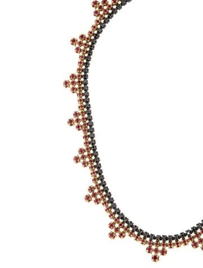 Pre-owned Paul Morelli 18k 14.64ctw Ruby & Diamond Collar Necklace, 16" In Multicolor