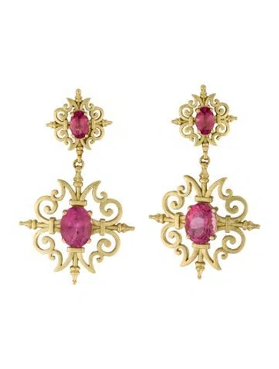 Pre-owned Paul Morelli 18k 4.85ctw Tourmaline Garden Gate Drop Earrings In Multi