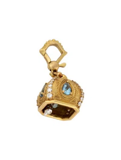 Pre-owned Paul Morelli 18k Aquamarine & Diamond Raja Meditation Bell In Multicolor