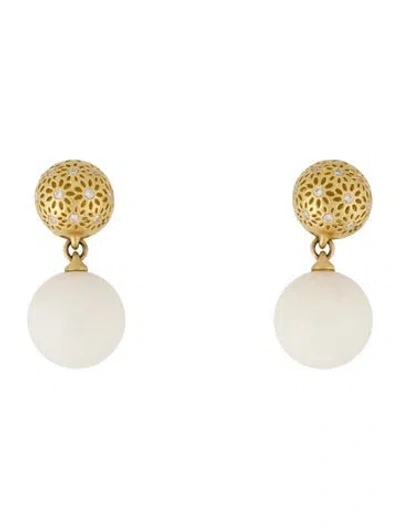 Pre-owned Paul Morelli 18k Coral & Diamond Drop Earrings In Multi