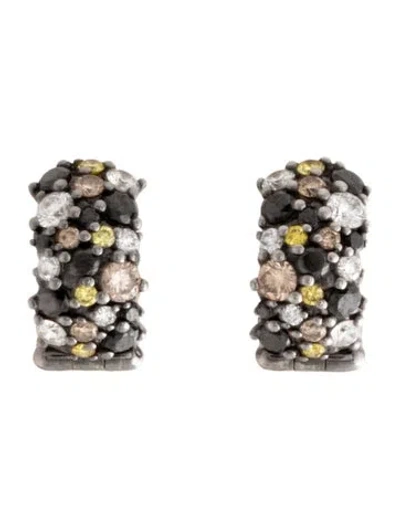 Pre-owned Paul Morelli 18k Diamond Confetti Snap Huggie Hoop Earrings In Multicolor