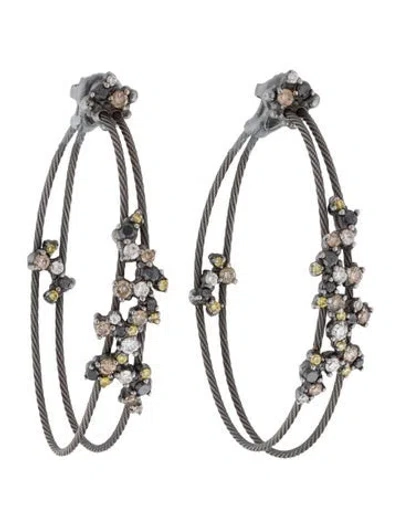 Pre-owned Paul Morelli 18k Diamond Double Unity Confetti Hoop Earrings In Multi