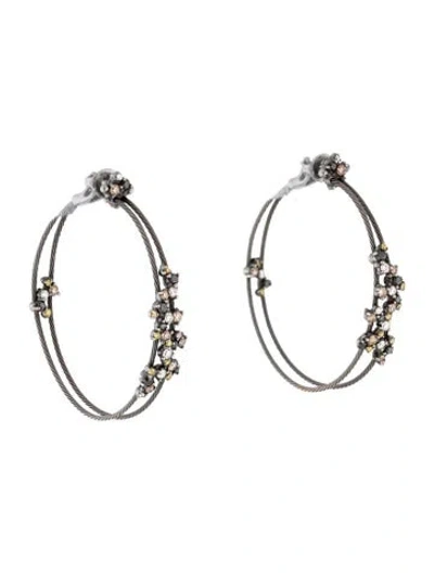 Pre-owned Paul Morelli 18k Diamond Double Unity Confetti Hoop Earrings In Multicolor