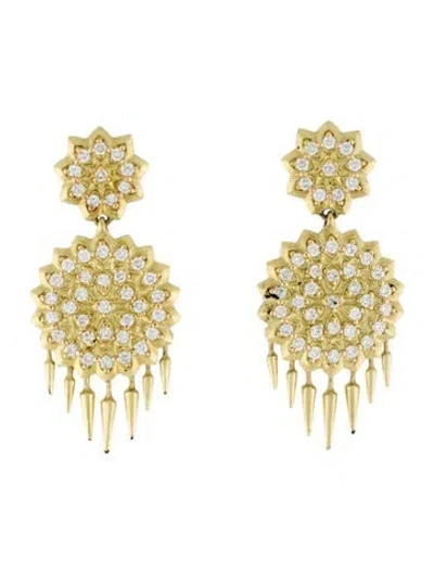 Pre-owned Paul Morelli 18k Diamond Drop Fringed Earrings In Multi