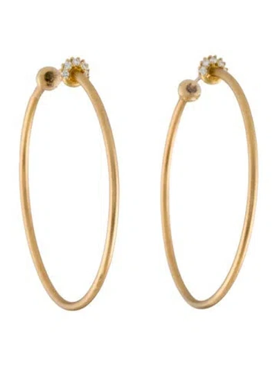 Pre-owned Paul Morelli 18k Diamond Hoop Earrings In Multi