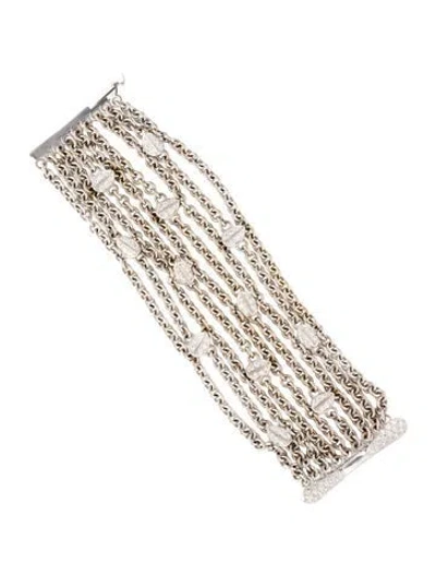 Pre-owned Paul Morelli 18k Diamond Leaf Multistrand Bracelet, 6.25" In Multicolor