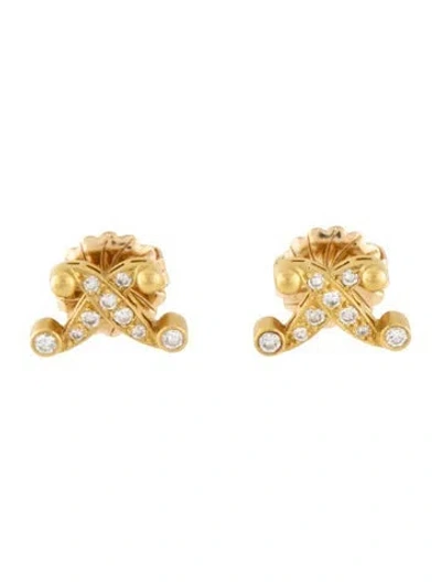 Pre-owned Paul Morelli 18k Diamond 'x' Stud Earrings In Multicolor