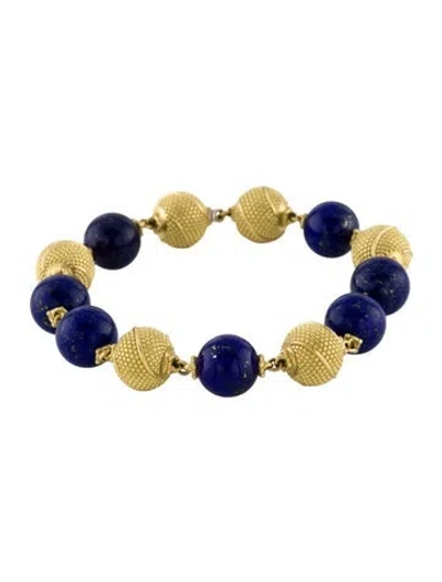 Pre-owned Paul Morelli 18k Lapis Ball Link Bracelet, 6.25" In Multi