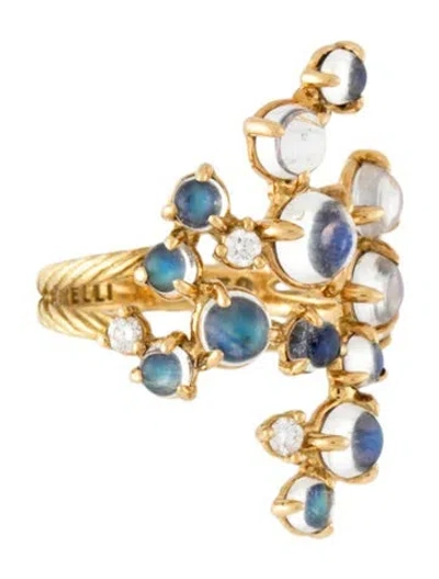 Pre-owned Paul Morelli 18k Moonstone Labradorite & Diamond Bubble Cluster Ring In Multicolor