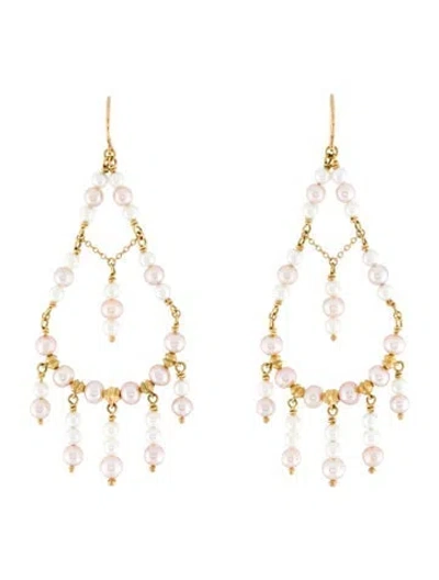 Pre-owned Paul Morelli 18k Pearl Chandelier Earrings In Multi