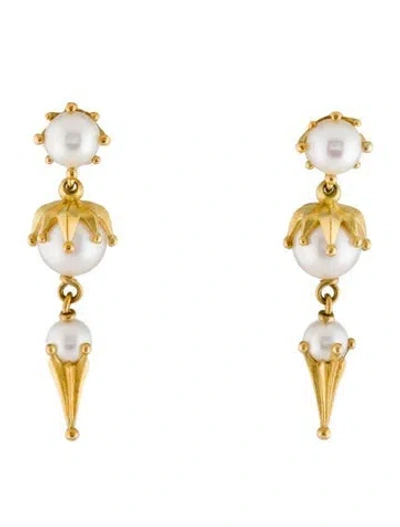 Pre-owned Paul Morelli 18k Pearl Drop Earrings In Multi