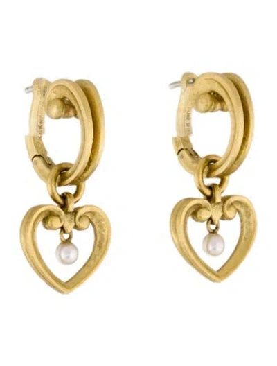 Pre-owned Paul Morelli 18k Pearl Heart Drop Earrings In Multi