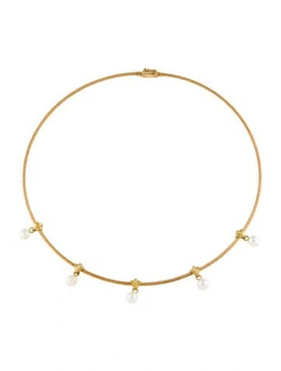 Pre-owned Paul Morelli 18k Pearl Station Necklace, 16" In Multi