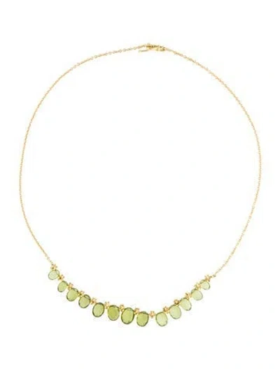 Pre-owned Paul Morelli 18k Peridot Choker Necklace, 15.5" In Multicolor