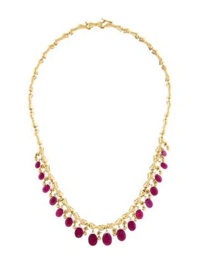 Pre-owned Paul Morelli 18k Ruby & Diamond Necklace, 16" In Multi