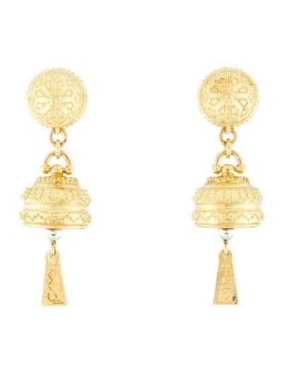 Pre-owned Paul Morelli 18k Small Meditation Bell Drop Earrings In Multi