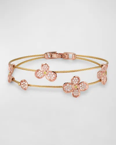 Paul Morelli 18k Yellow And Rose Gold Forget Me Not Double Unity Bracelet With Diamonds