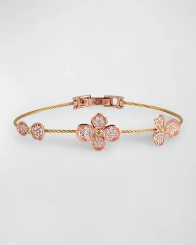 Paul Morelli 18k Yellow Gold And Rose Gold White Diamond Forget Me Not Unity Bracelet In Diamonds