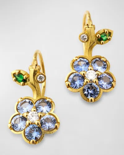 Paul Morelli 18k Yellow Gold Diamond, Tsavorite And Sapphire Wild Child Earrings