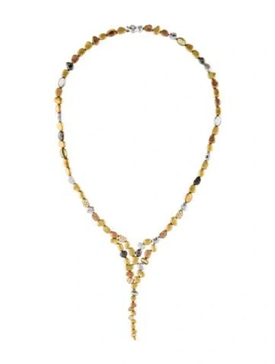 Pre-owned Paul Morelli Citrine, Moonstone, Peridot & Diamond Pebble Waterfall Lavalier Necklace, 15.5" In Multi
