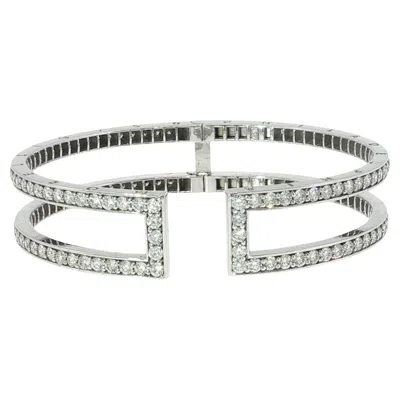 Pre-owned Paul Morelli Diamond Cuff Bracelet 18k White Gold ~6.4ctw