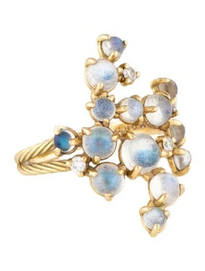Pre-owned Paul Morelli Moonstone Labradorite & Diamond Bubble Cluster Ring In Multicolor