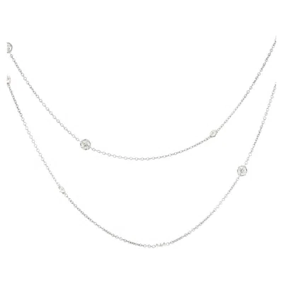 Pre-owned Paul Morelli Morelli 18k White Gold Diamond Station Necklace