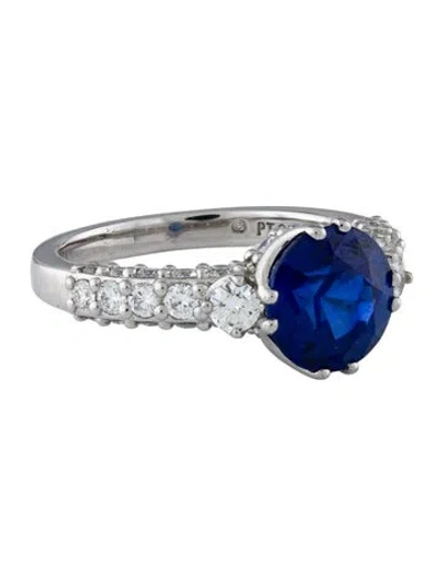 Pre-owned Paul Morelli Platinum Sapphire & Diamond Engagement Ring In Multi