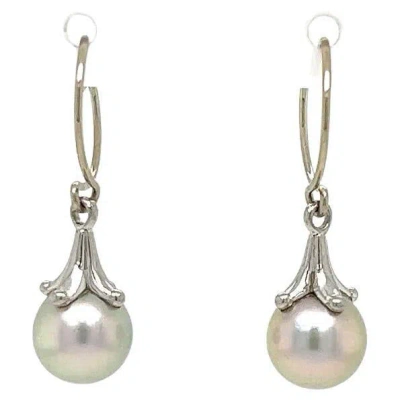 Pre-owned Paul Morelli Vintage Designer Signed  Pearl Platinum Drop Earrings In Multi