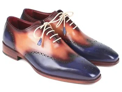 Pre-owned Paul Parkman Blue & Camel Wingtip Oxfords (id097bx11)