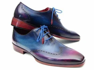 Pre-owned Paul Parkman Blue & Purple Wingtip Oxfords (id084vx55)