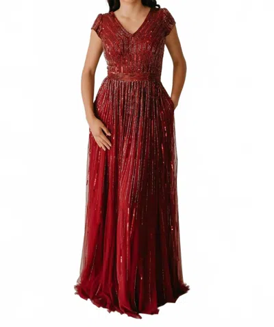 Paul Rekhi Maggie Gown In Burgundy In Red
