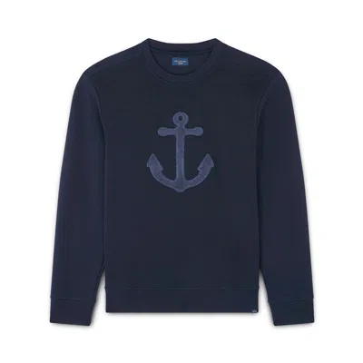 Paul & Shark Felpa In Cotone Active Fleece Con Ricamo Ancora In Blu