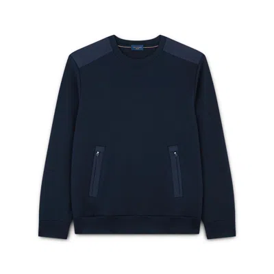 Paul & Shark Active Fleece Cotton Sweatshirt With Typhoon Re-4x4 Stretch Details In Blu