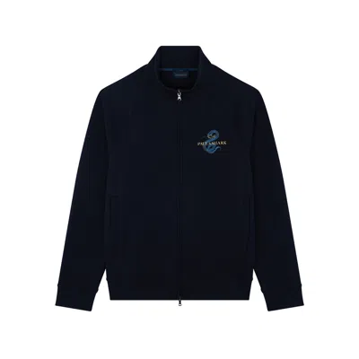 Paul & Shark Felpa Zip-up In Cotone Active Fleece E Stampa Year Of The Snake In Blu