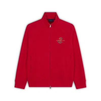 Paul & Shark Felpa Zip-up In Cotone Active Fleece E Stampa Year Of The Snake In Rosso