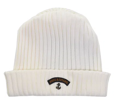 Paul & Shark Anchor Beanie Ecru