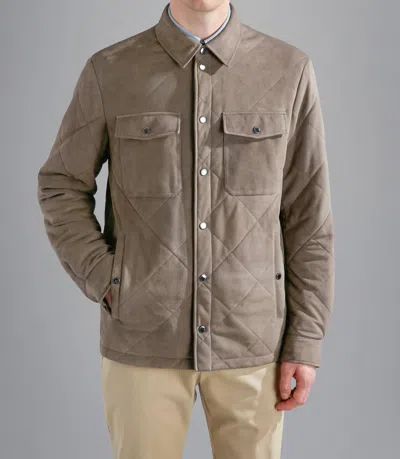 Paul & Shark Aqualeather Quilted Suede Shacket In Light Brown