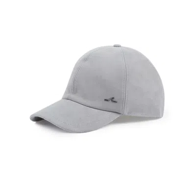 Paul & Shark Cappello Da Baseball In Suede Aqualeather In Cenere