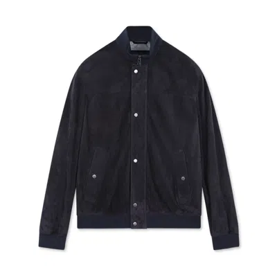 Paul & Shark Bomber In Suede Aqualeather In Blu