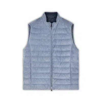 Paul & Shark Gilet In Suede Aqualeather In Azzurro Indaco Chiaro