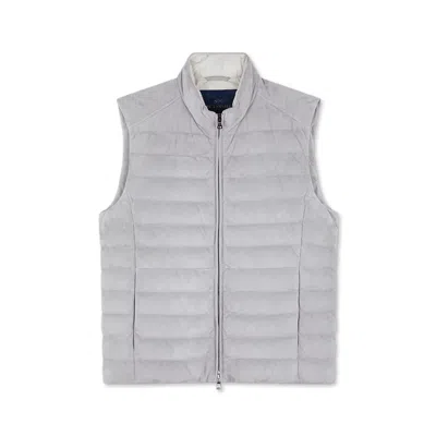 Paul & Shark Gilet In Suede Aqualeather In Cenere