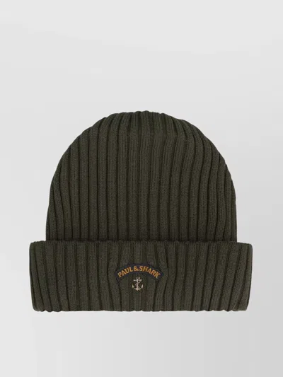 Paul & Shark Beanie Ribbed Wool Folded Cuff