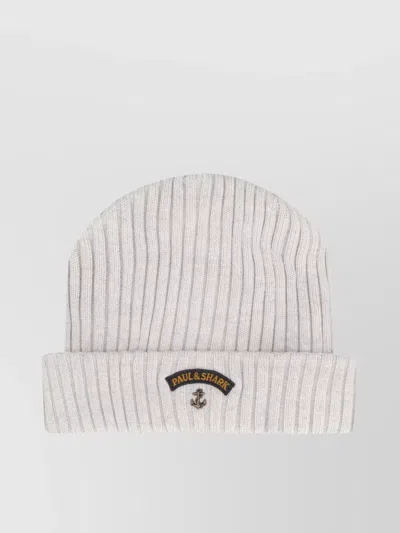 Paul & Shark Beanie Ribbed Wool Folded Cuff