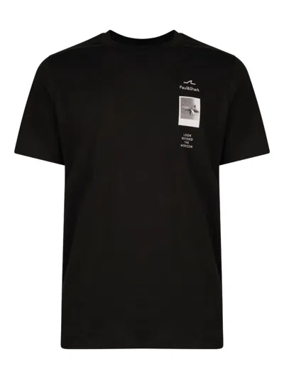 Paul & Shark Black Crewneck Printed T-shirt